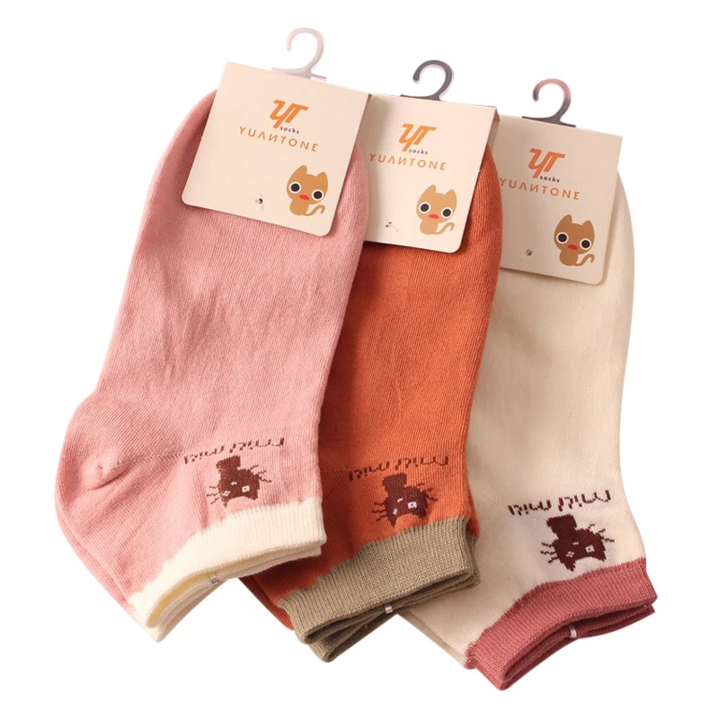 Хит продаж хлопковые носки лодочкой для женщин с милым узоров в виде мультяшного
