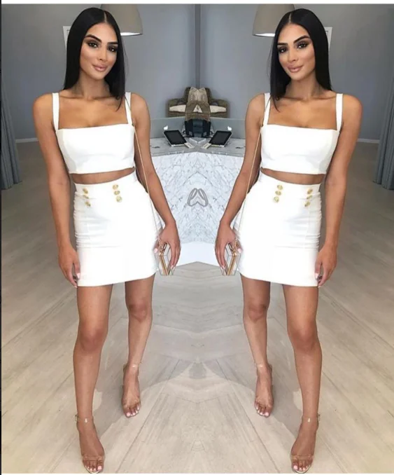 New Fashion Sexy Women Sets Top Strapless Button Simple Rayon Bandage Evening Party Quality |