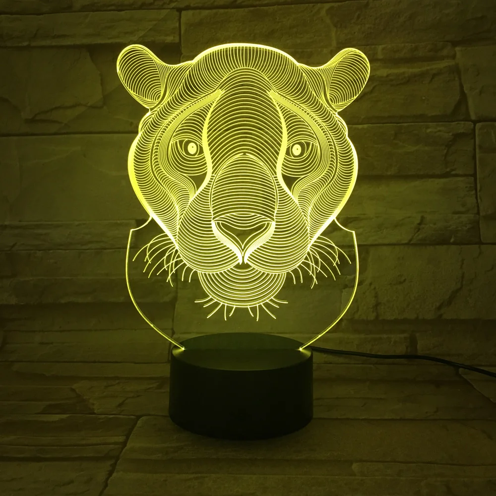Детская лампа 3D Лев ночник цвета 3D luminaria Креативный светодиодный Блеск Акриловые подарки для детей декор для помещений прикроватная лампа