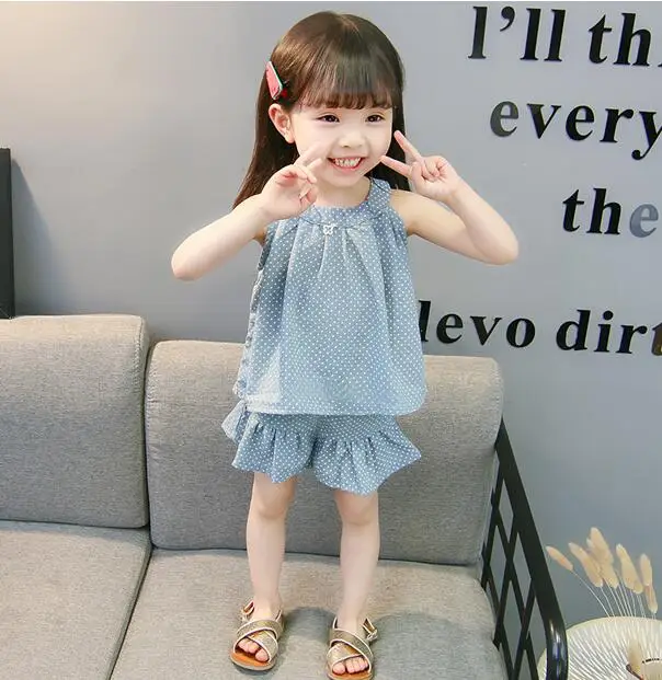 2018 летний корейский новый комплект для девочек модный детский жилет без бретелек