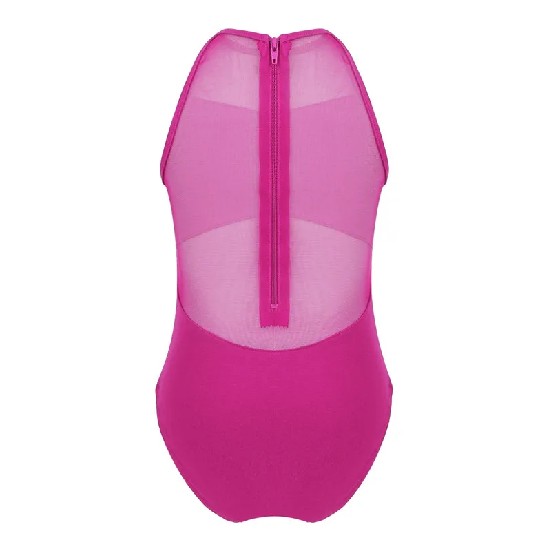 Kids Girls Sleeveless ZipperBallet Dance Wear Mesh Back Toddler Athletic Ballerina Leotards Dress Gymnastics Bodysuit |