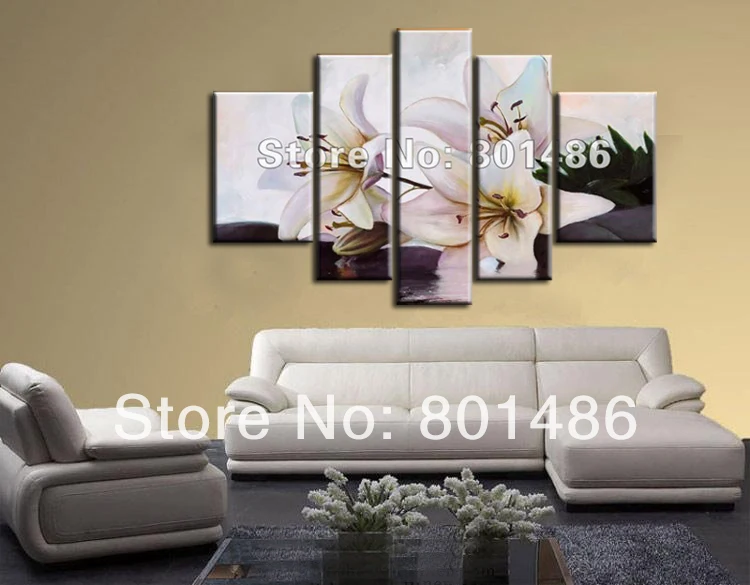 Бесплатная доставка! Современная масляная живопись нежной лилии большие белые