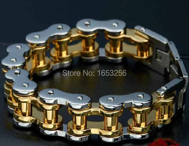 

Панк 205g тяжелый браслет-цепочка из нержавеющей стали для байкеров и мотоциклов, мужской модный браслет 22 мм в ширину. 9 ''Длина