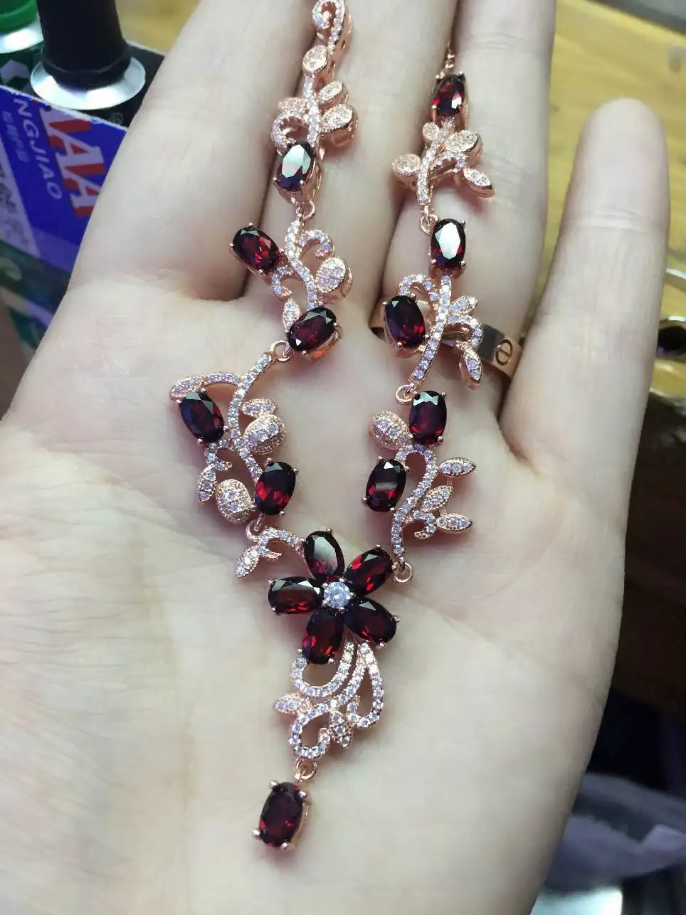Ожерелье из натурального красного граната ожерелье с подвеской драгоценного