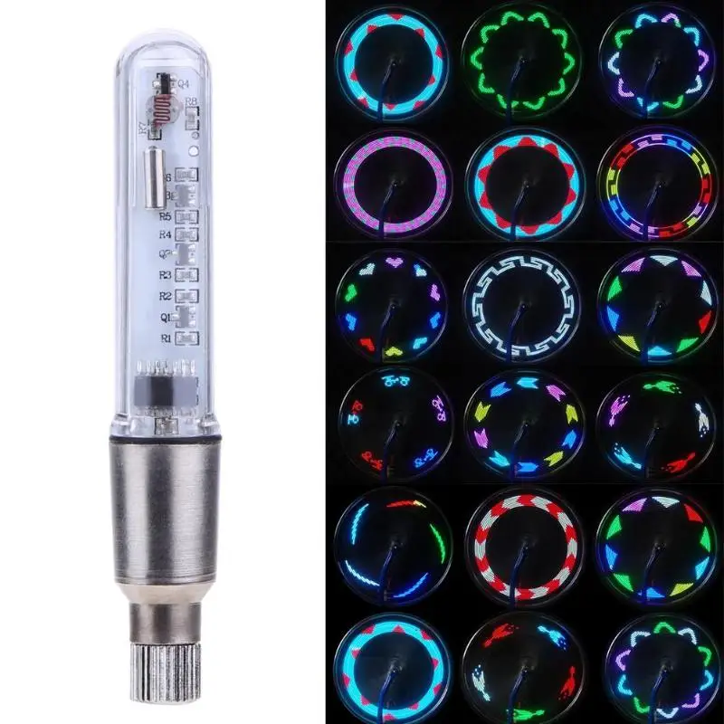 7 светодиодный RGB для велосипеда, мотоцикла, машины для колес Стикеры для колеса шины клапан Кепки говорил светильник Neon Flash СВЕТОДИОДНЫЙ светильник лампочки с 30 моделей велосипедные аксессуары