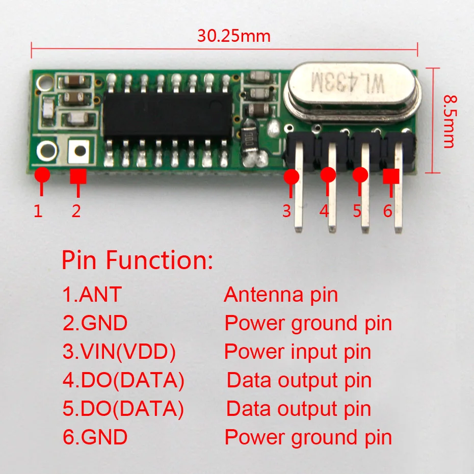 433 МГц Супергетеродинный радиочастотный приемник и передатчик модуль для Arduino Uno