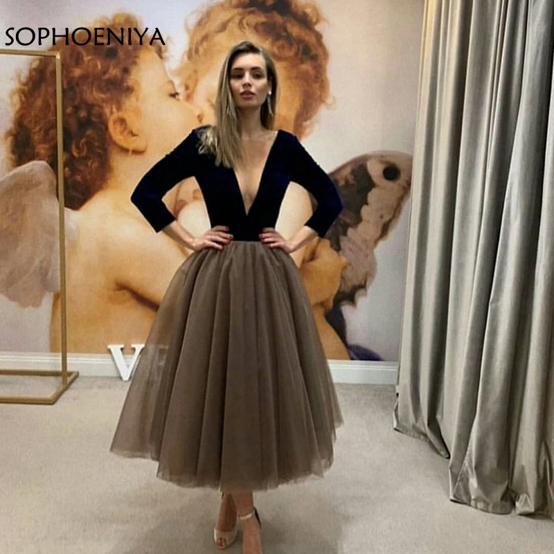 Женское вечернее платье с длинным рукавом ever pretty черное бархатное короткое Дубая