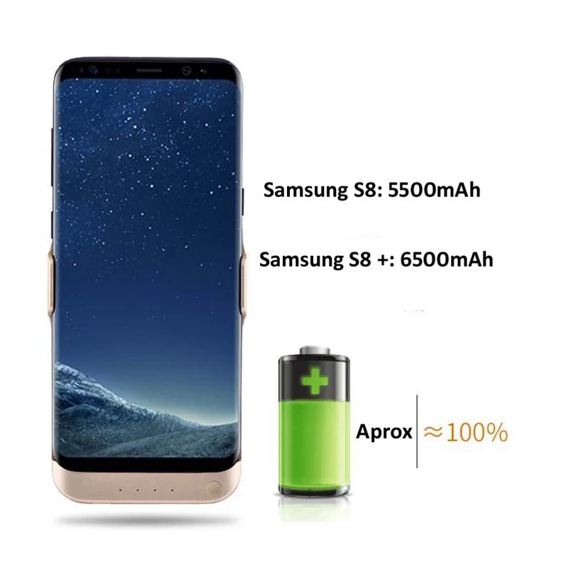 5500/6500 мАч задняя крышка с зажимом для Samsung Galaxy S8 Plus чехол питанием Чехлы