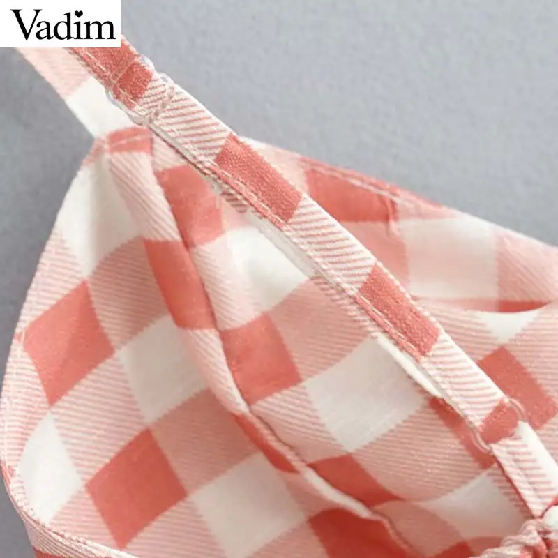 Vadim милый женский плед майки на бретелях с бантиком и без рукавов регулируемые