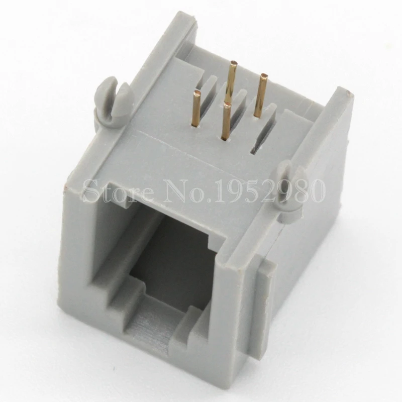Разъем для телефона 20 шт./лот RJ12/RJ11 6P4C Glod 4 контакта/с полями/серый | Обустройство