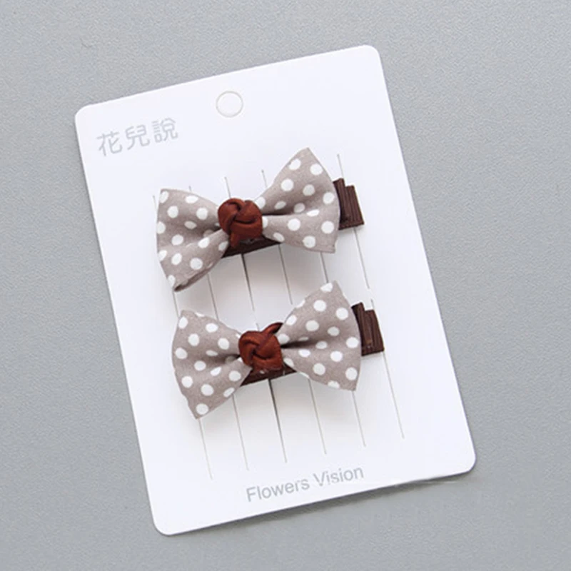 Hair pin Coffee Новые изящные заколки для волос с волнистыми точками; повязка для волос принцессы с бантом; детская одежда; регулируемая эластичная резинка для девочек; 1 пара; для детей - Цвет: Hair pin Coffee