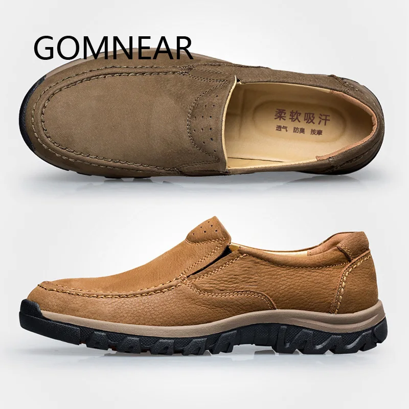 Мужская обувь для походов gomрядом водонепроницаемая уличная из натуральной кожи