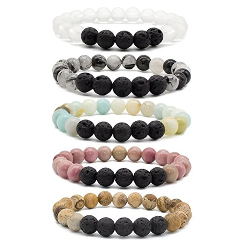 Мульти стиль натуральный камень бусы браслет лава подвески диффузор ювелирные