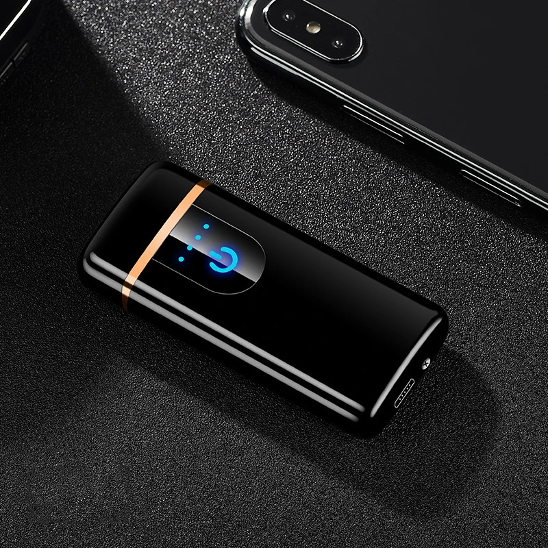 USB двойная дуговая перезаряжаемая зажигалка ветрозащитный Светодиодный дисплей