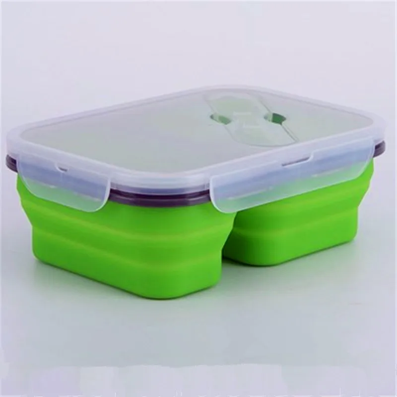 4 Цвета Soild Силиконовый складной Ланчбокс портативный 2/3 ячейки Bento коробка