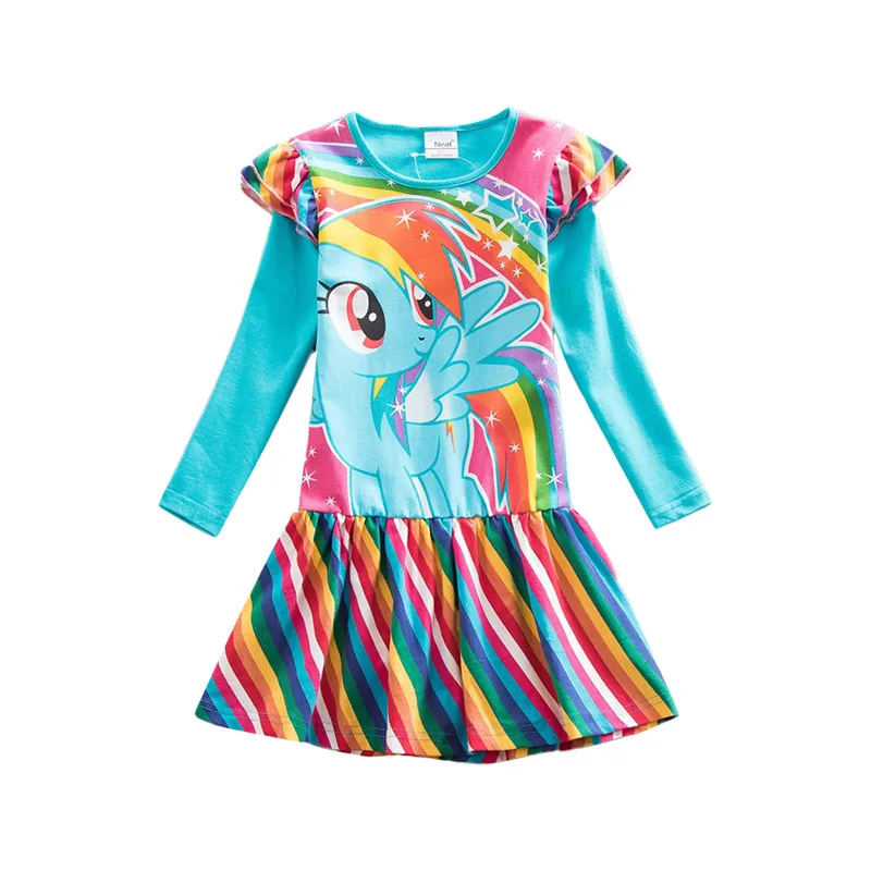 Dxton платье принцессы с длинным рукавом Детские зимние платья единорогом для