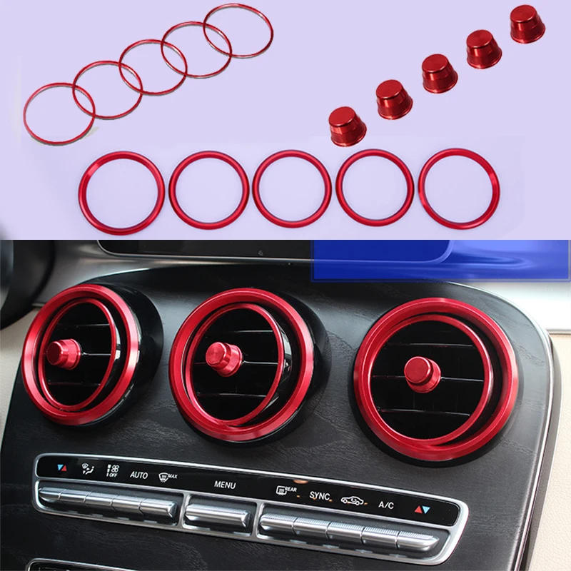 

15pcs/set Front Air Vent Outlet Dec Blue Ring Cover Trim For Mercedes-Benz GLC Class X205 2016-2017 & C Class W205 2015-2017