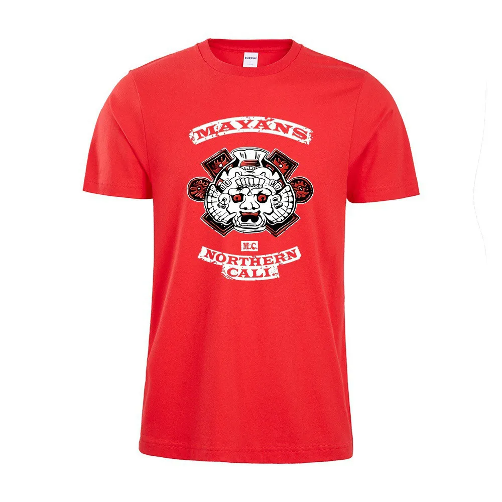 New Arrival Movie Mayans.MC Cosplay Costume Motorcycle Club High Quality Pinted Short Sleeve Shirt T-shirt Half | Тематическая