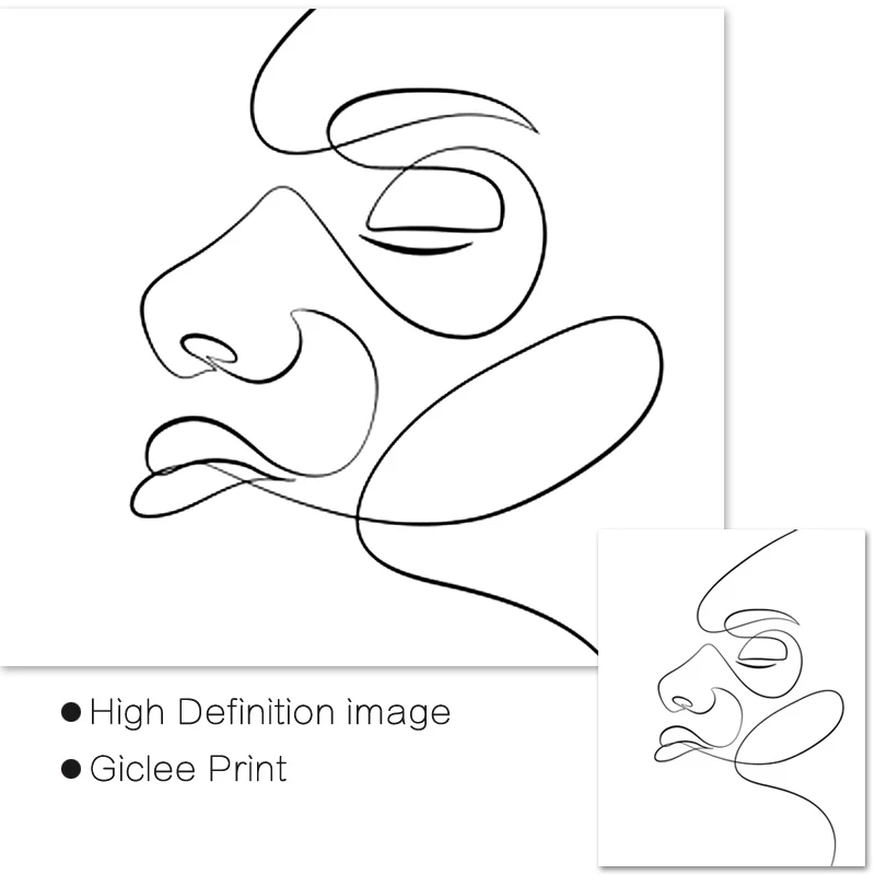 Современная лицевая линия абстрактный лицевой эскиз минималистичный
