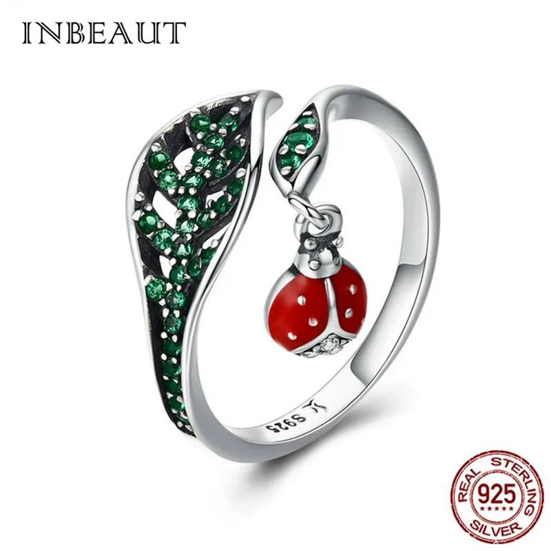 INBEAUT 925 пробы Серебряные Кольца Птицы с милой бабочкой регулируемое кольцо для девочек - Main Stone Color: sr310
