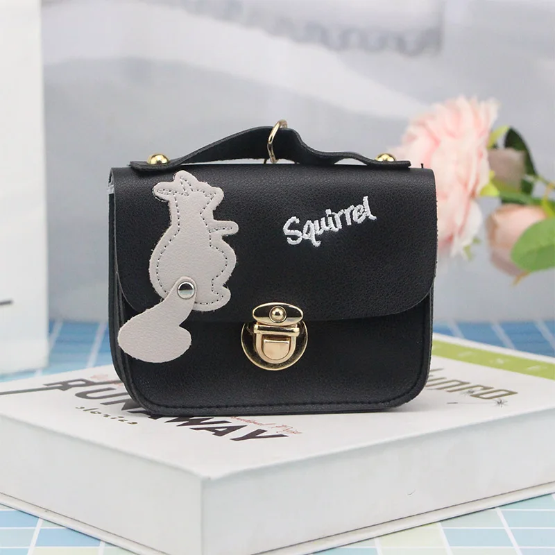 black squirrel Новые с рисунками зверей из мультфильмов для девочки с вышитым портмоне симпатичный кожаный Для женщин Мини кошельки женский ключ-карта держатель Porte Monnaie K041 - Цвет: black squirrel