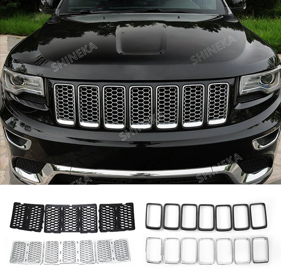 SHINEKA гоночные грили для Jeep Grand Cherokee-+ вставка сетчатая вентиляционная рамка кольцо выход внешний стиль для Grand Cherokee