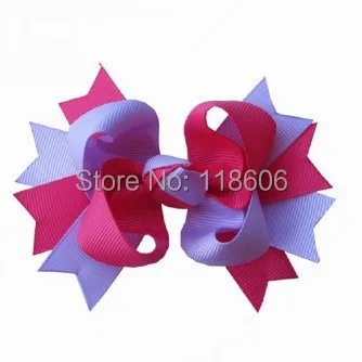

50pcs Two Tone Layered Spring Boutique Spike Hair Bows Orchid and Hot Pink Free Shipping