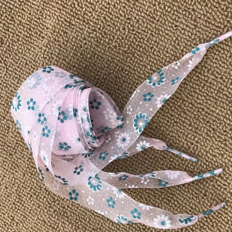 11 Color Printing Snow Yarn Lace 2.5CM Width 80CM/100CM/120CM Length ultra-thin transparent lace  Sneaker Sport Shoes Lace