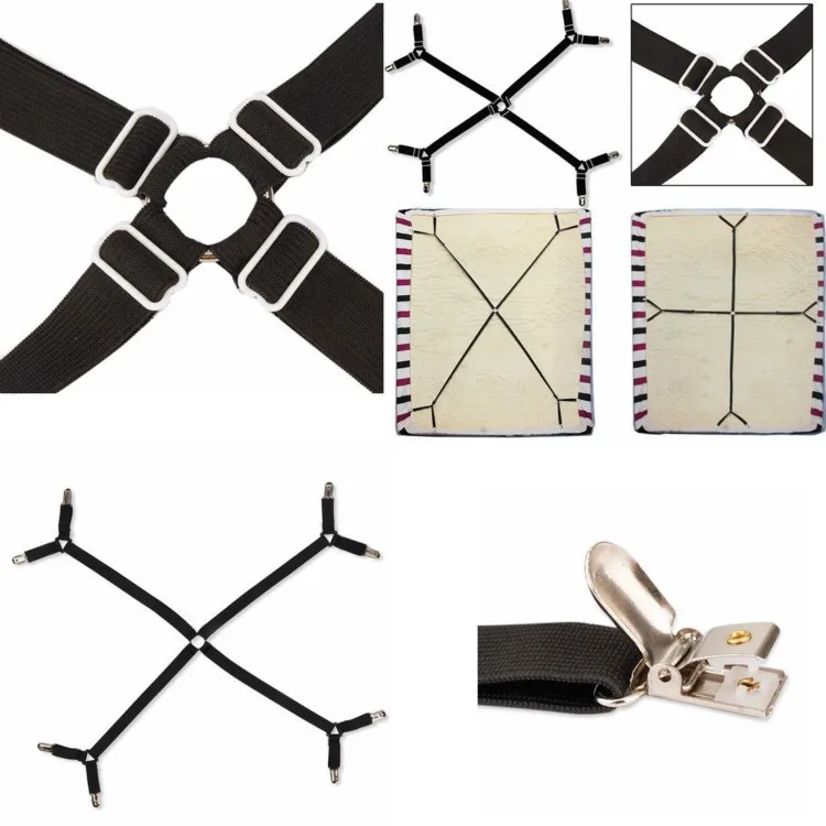

Bed Sheet Clip Adjustable Crisscross Bed Fitted Sheet Straps Suspenders Gripper Fastener Clip Bed Sheet Straps Slipcover Faster