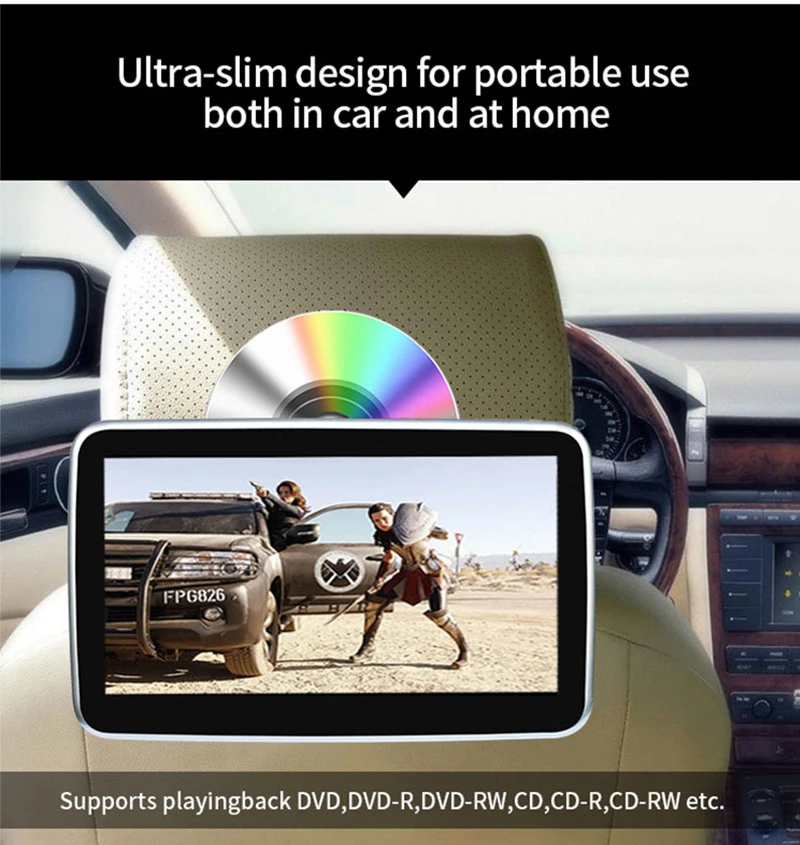 Автомобильный dvd-плеер Android 6,0 подголовник 10,1 дюймов HD 1080P ips сенсорный экран MP5 Монитор с wifi/HDMI/USB/SD/Bluetooth/fm tv в автомобиле