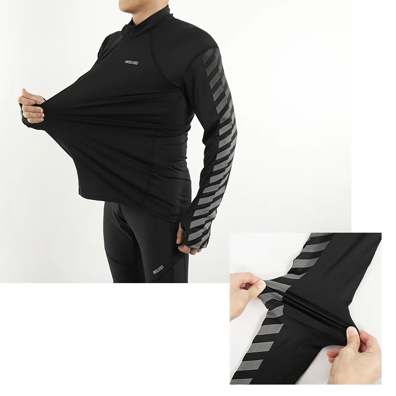ARSUXEO мужские спортивные быстросохнущие футболки с длинным рукавом для бега
