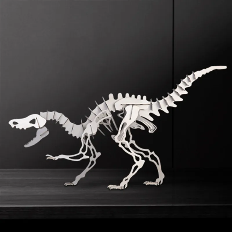 DIY Ручная 3D стерео модель динозавра из нержавеющей стали металлическая