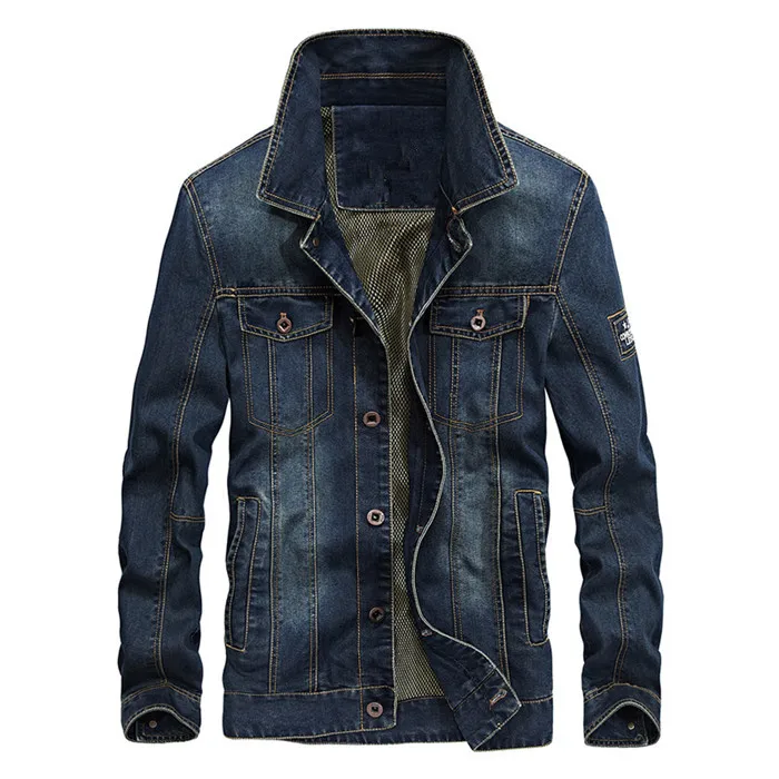 Dark Blue DAVYDAISY, Новое поступление, джинсовая куртка для мужчин, моющийся ковбой, стоячий воротник, хип-хоп, рваные, уличный дизайн, мужское джинсовое пальто, DCT-231 - Цвет: Dark Blue