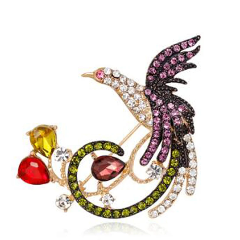 Модная разноцветная кристаллическая брошь Феникс булавки для женщин вечеринки