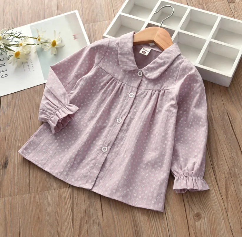 New Summer Autumn Kids Clothes Fashion Long Sleeve Children Shirts Cute Polka Dot Print Baby Girls Cotton Tees Tops Gifts | Детская