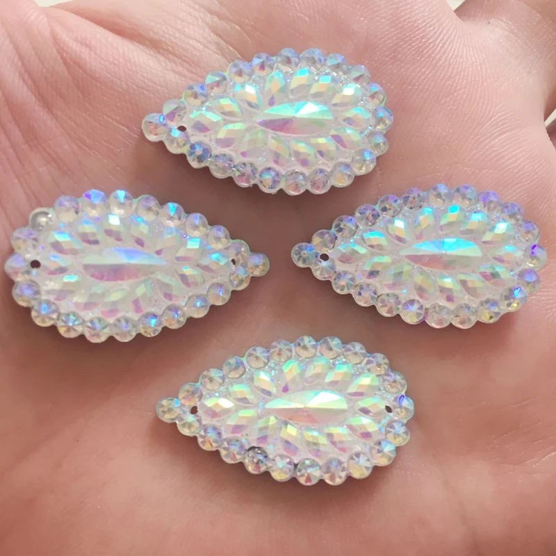 DIY 20 шт 16 мм * 28 AB из смолы в виде капли воды плоские стразы свадебные 2 отверстия