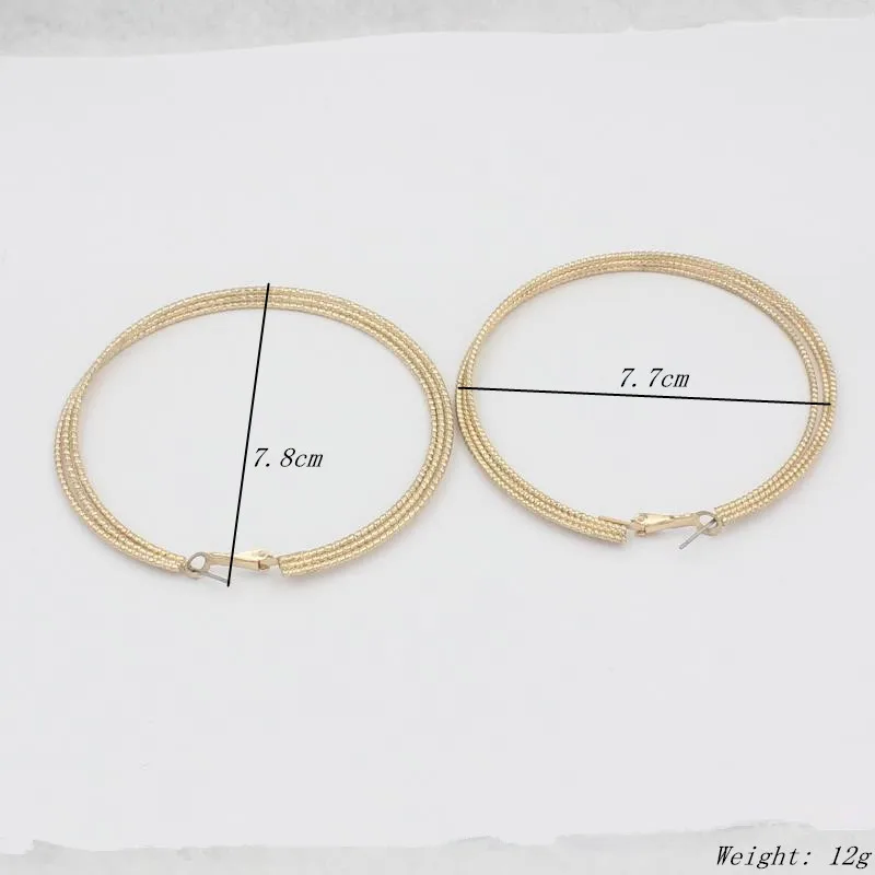 Многослойные большие серьги-кольца для женщин 78 мм золотого цвета аксессуары из