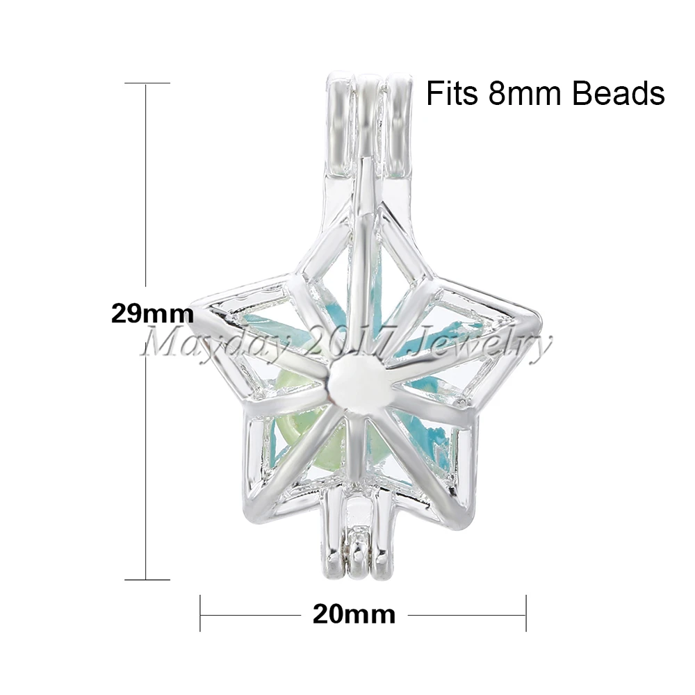 10pcs Silver Christmas Star Pearl Cage Jewelry Making Supplies Bead Pendant Essential Oil Diffuser For Oyster | Украшения и