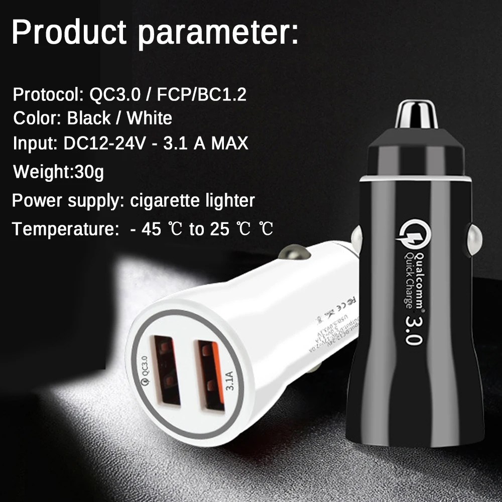 Автомобильное зарядное устройство USB Quick Charge 3 0 + 3.1A для мобильного телефона 2