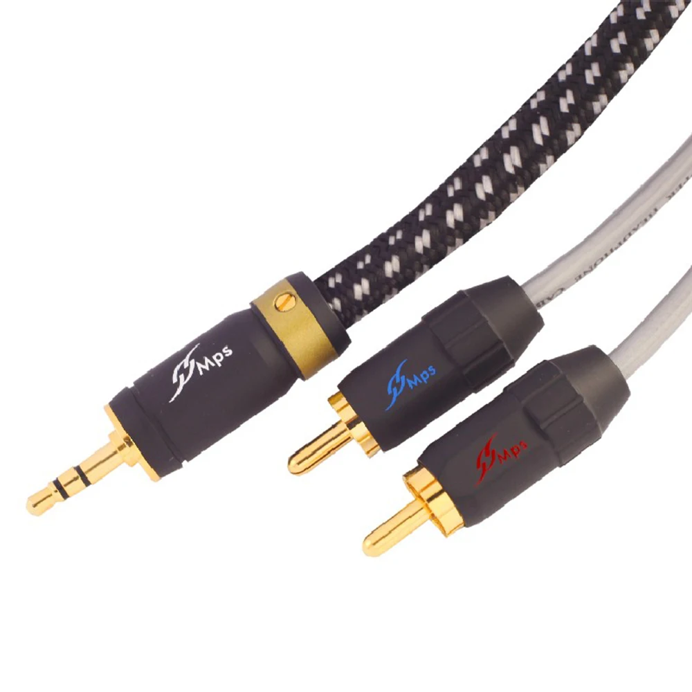 Кабель для динамиков MPS с разъемом 3 5 мм на 2 RCA Hi Fi 99.9997% OCC 24 К золотым покрытием|3.5mm