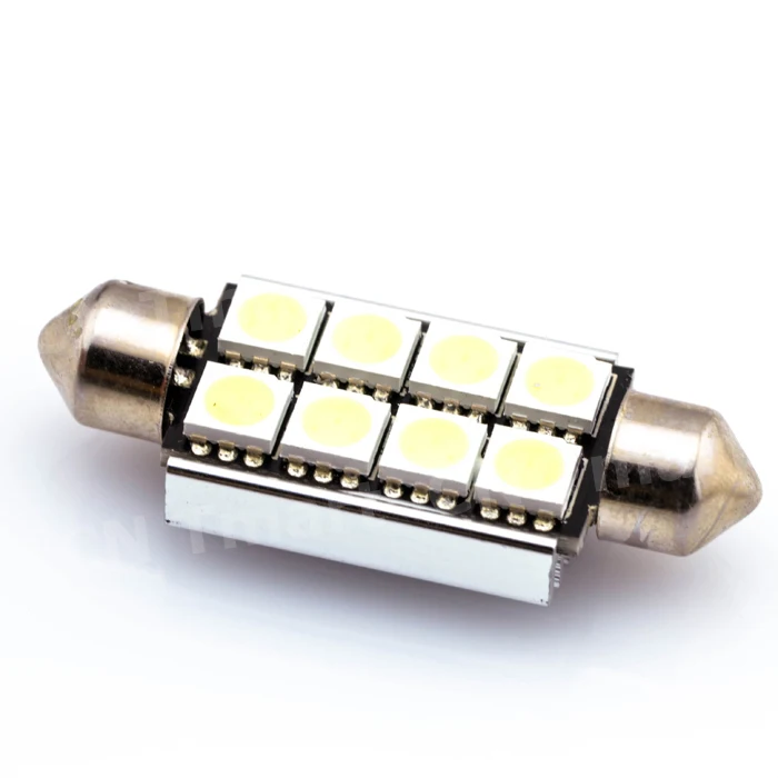 Лучшая цена 42 мм 8 SMD 5050 Чистый белый купол гирлянда CANBUS ОШИБОК интерьер авто