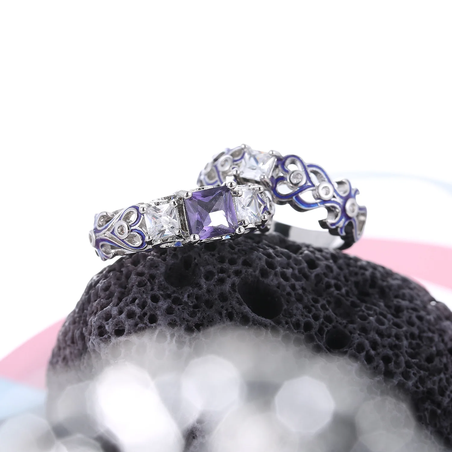 925 anillos, серебряное, 2 шт, обручальное, для пары, для женщин, цвет, кристалл, циркон, сердце, модное кольцо, для девушек, любовь и блеск, изумруд, ювелирное изделие