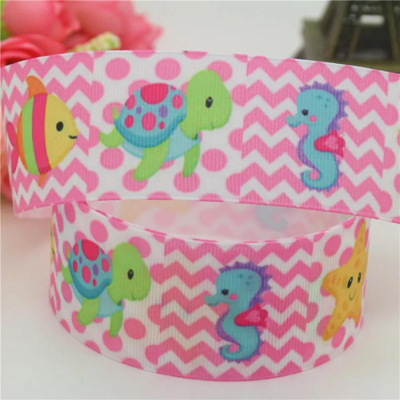

DUWES 1.5'' Free shipping sea animal super dotdot smile printed grosgrain ribbon hairbow headwear party DIY 38mm D682