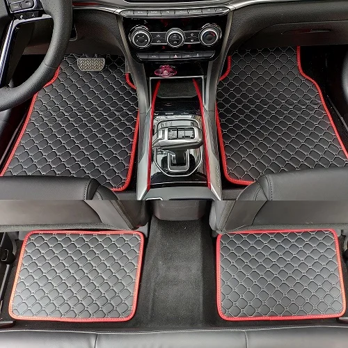 black beige Custom fit автомобильные коврики для Audi A6 C5 C6 C7 A4 B6 B7 B8 A3 A5 A7 A8 A8L Q3 Q5 Q7 линованные коврики - Название цвета: black beige