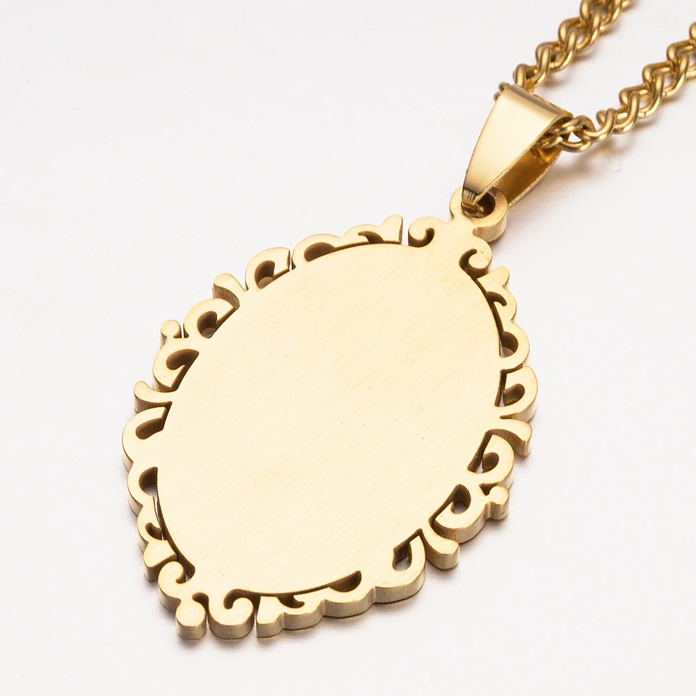 Ожерелье с кулоном Богоматери из нержавеющей стали золотого цвета 60 см в