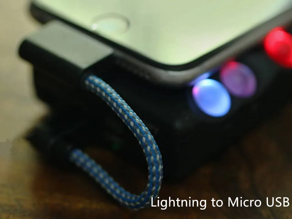 Синий Micro USB к lightningконнектору медный посеребренный кабель для декодирования