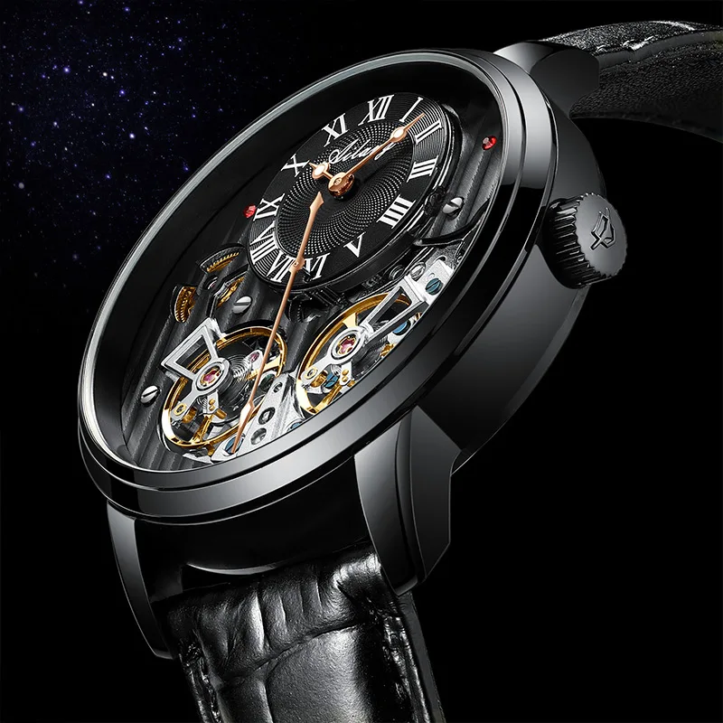 Часы AILANG Double Tourbillon оригинальные мужские автоматические часы Модные механические