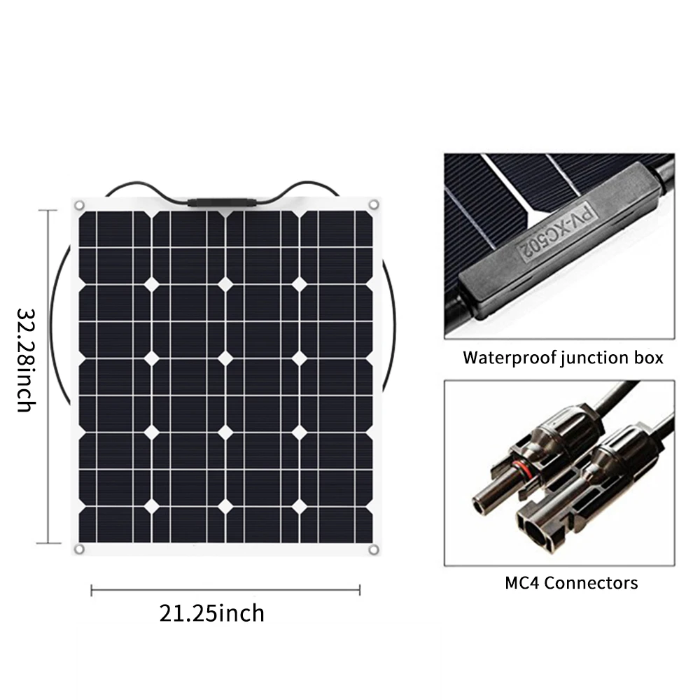 Beli Pengisi Daya Tahan Air DIY Sel Surya Silikon Monokristalin Efisiensi Panel Surya Untuk Pengisian Baterai Perahu Mobil Kemah
