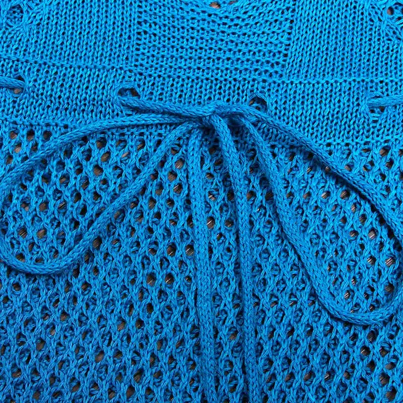 

Hot Women Crochet Knitted Beach Bikinis Cover Up Tunic Long Sleeve Hollow Beachwear DO2