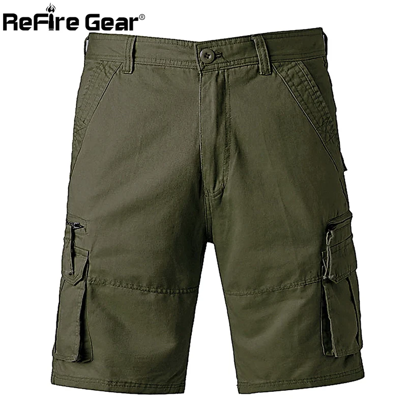 ReFire gear летние тактические шорты с накладными карманами мужские хлопковые армейский многокарманный боевые шорты мужские дышащие повседневные короткие штаны